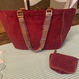 Never Used Suede Burgundy Tote